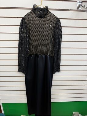 Vintage Nat Kaplan Couture Black Beaded Sheer Formal Maxi Dress